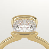 2.0 CT Cushion Cut Half Bezel Lab-Grown Diamond Engagement Ring