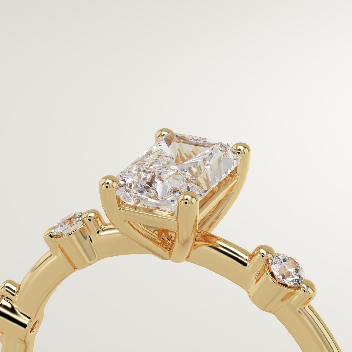 Radiant Cut Dainty Pave Lab-Grown Diamond Engagement Ring