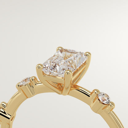 Radiant Cut Dainty Pave Lab-Grown Diamond Engagement Ring