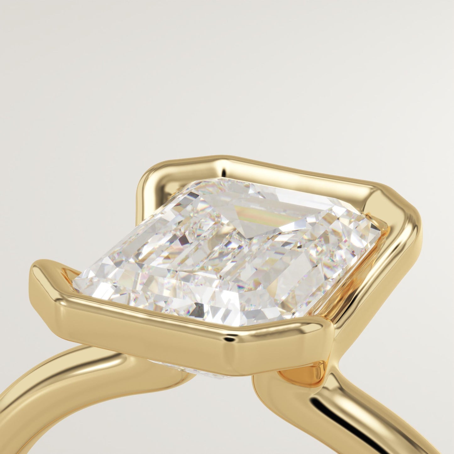 Emerald Cut Half Bezel Lab-Grown Diamond Engagement Ring