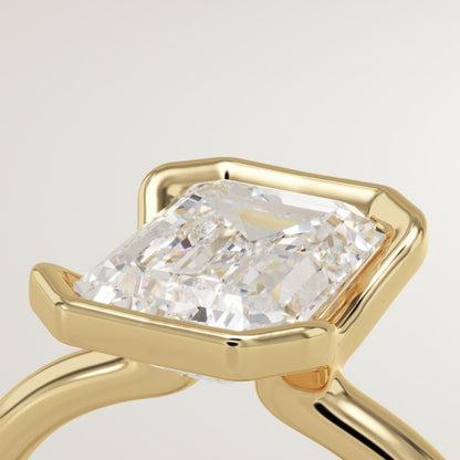 Emerald Cut Half Bezel Lab-Grown Diamond Engagement Ring