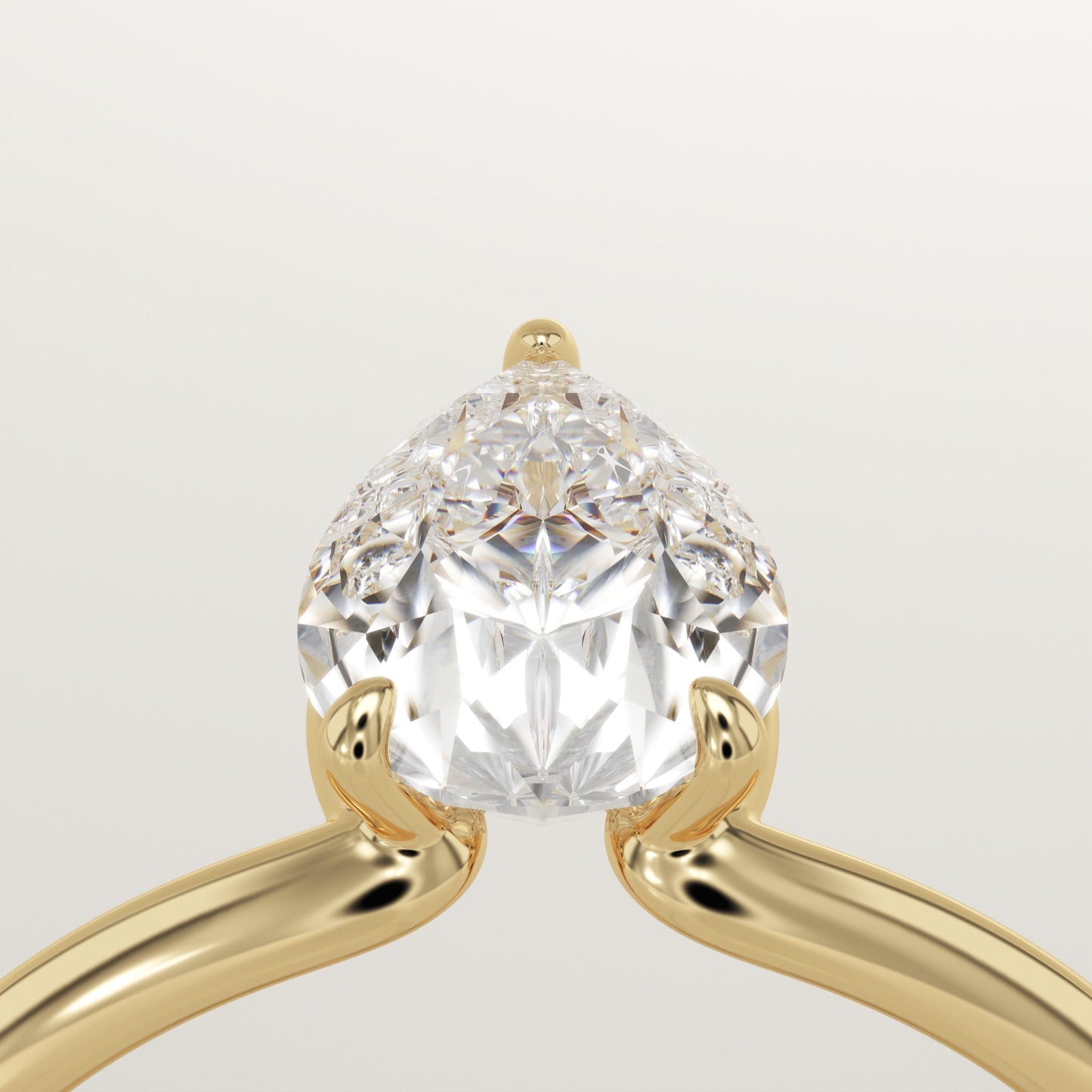1.25 CT Pear Cut Solitaire Moissanite Engagement Ring