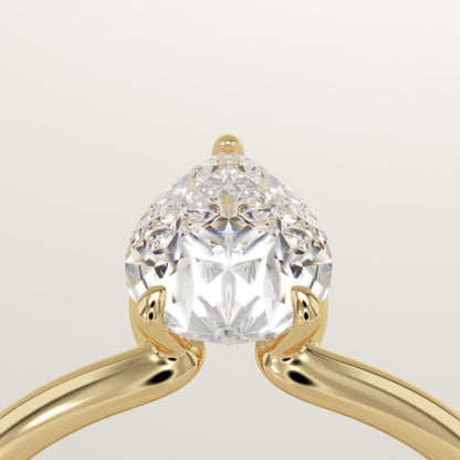 1.25 CT Pear Cut Solitaire Moissanite Engagement Ring