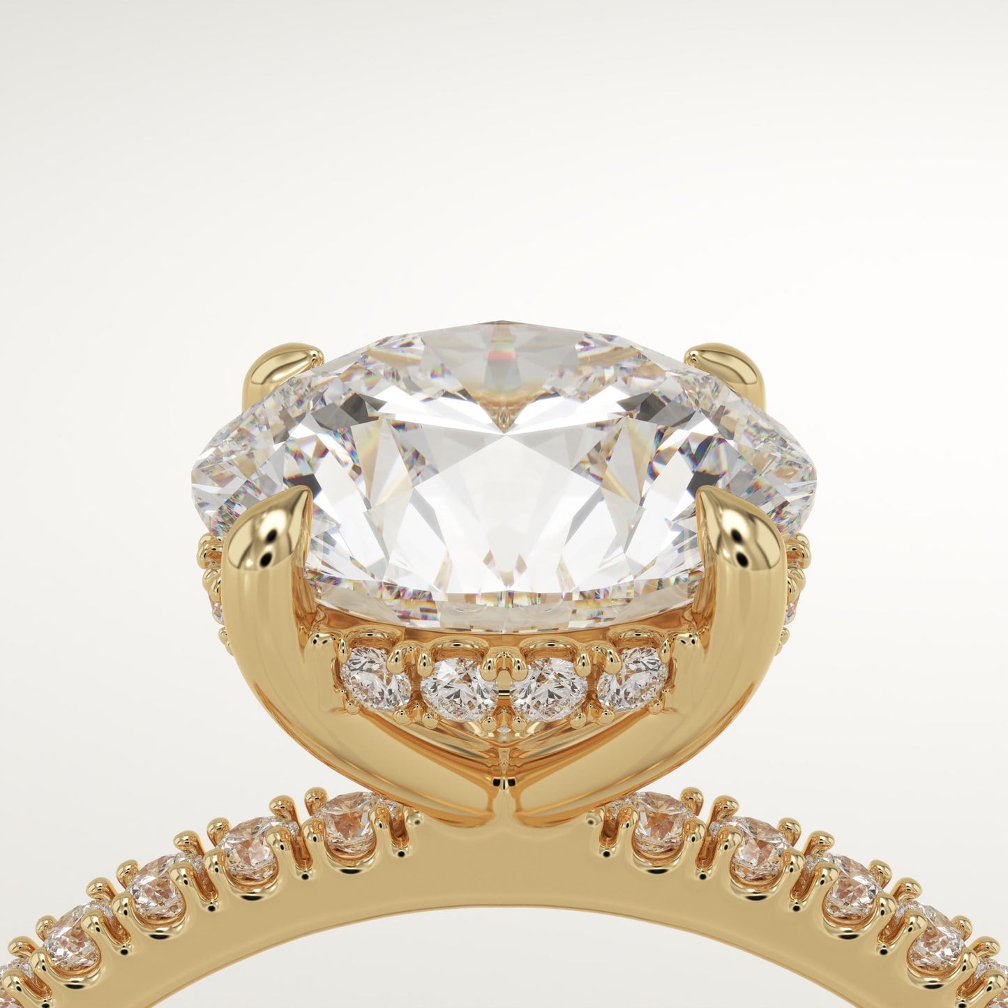 Round Cut Hidden Halo & Pave Lab-Grown Diamond Engagement Ring