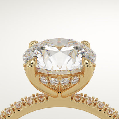 Round Cut Hidden Halo & Pave Lab-Grown Diamond Engagement Ring