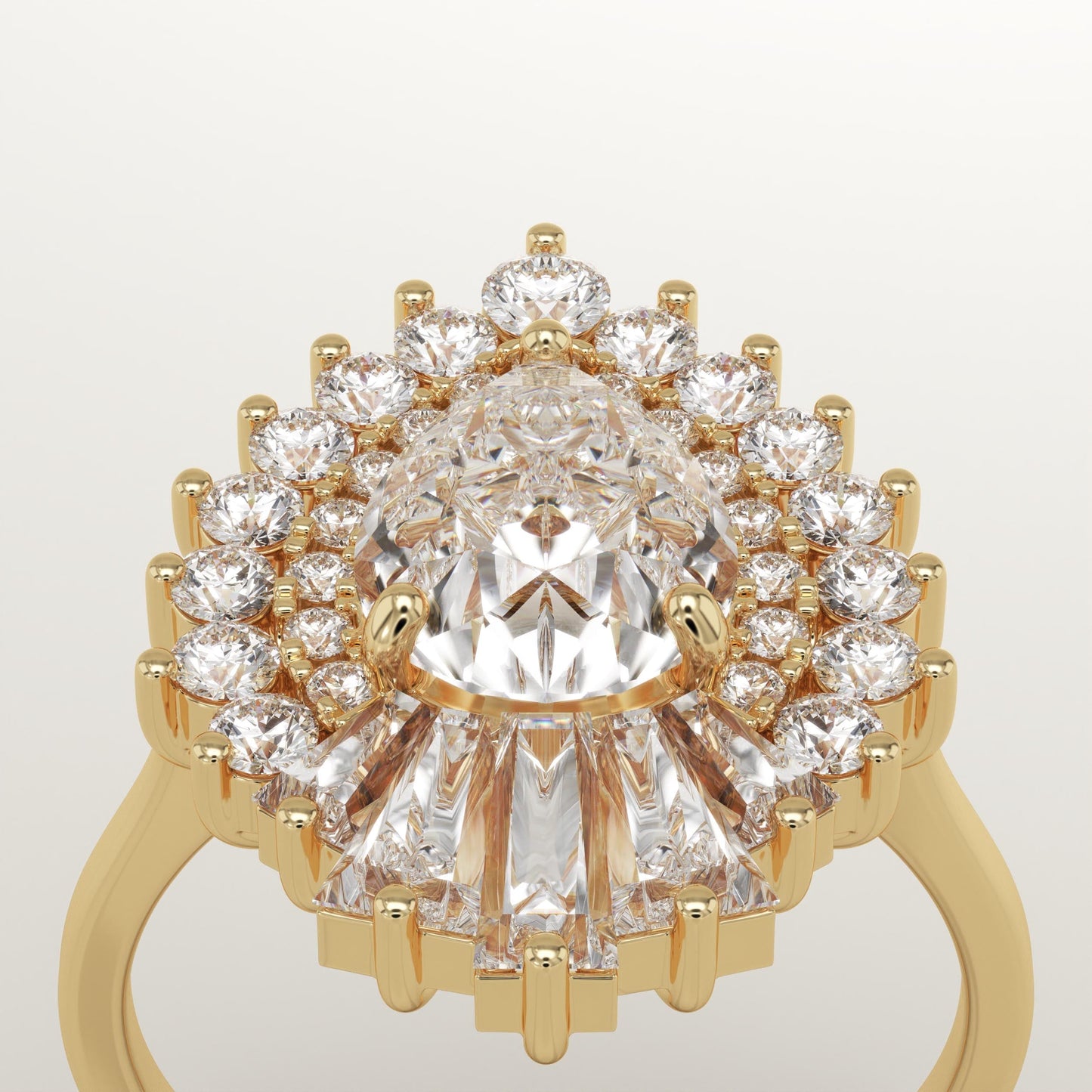 Pear Cut Cluster Lab-Grown Diamond Engagement Ring