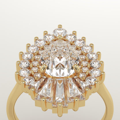 Pear Cut Cluster Lab-Grown Diamond Engagement Ring