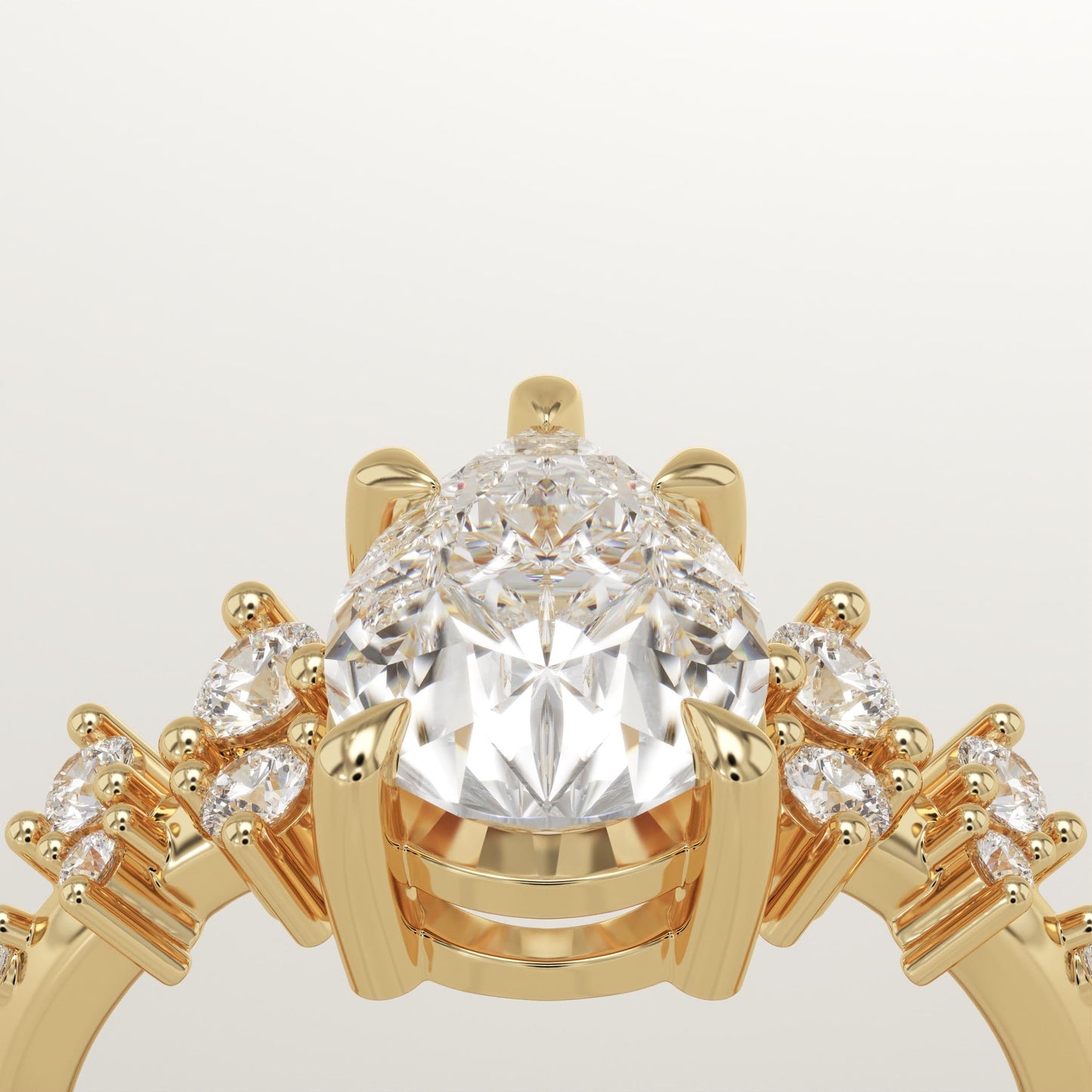 Pear Cut Cluster Lab-Grown Diamond Engagement Ring