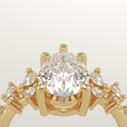Pear Cut Cluster Lab-Grown Diamond Engagement Ring