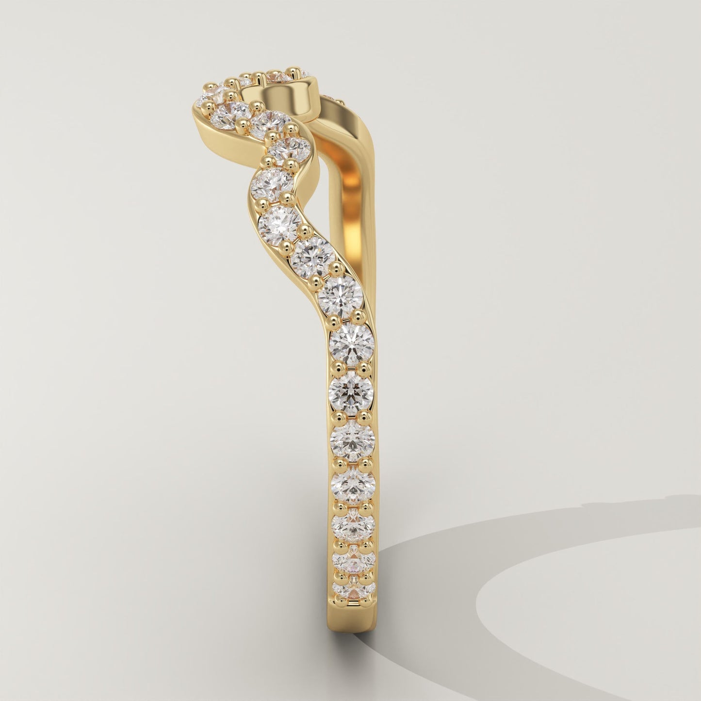 0.58 TCW Round Lab-Grown Diamond Curved Wedding Band