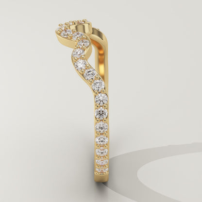 0.58 TCW Round Lab-Grown Diamond Curved Wedding Band