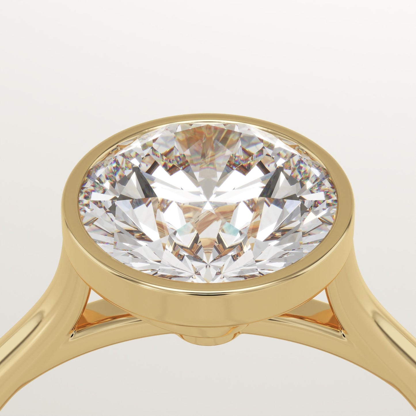 Round Cut Bezel Lab-Grown Diamond Engagement Ring