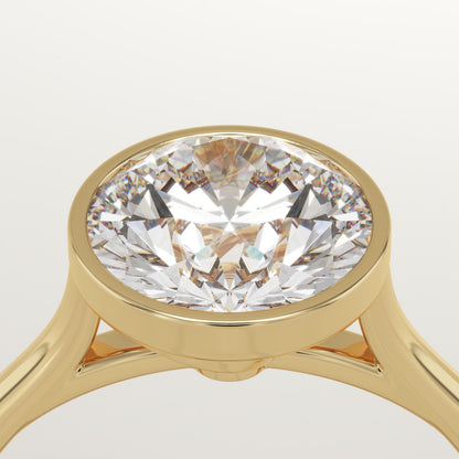 Round Cut Bezel Lab-Grown Diamond Engagement Ring