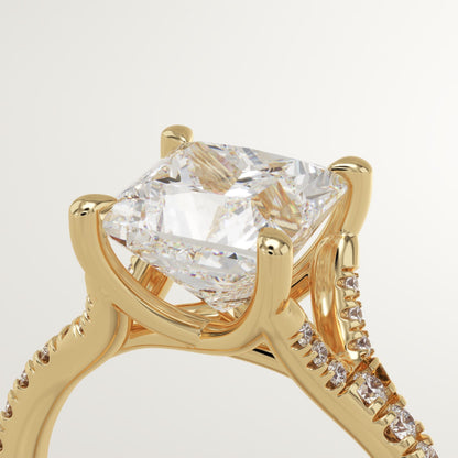 Princess Cut Pave Split Shank Lab-Grown Diamond Engagement Ring
