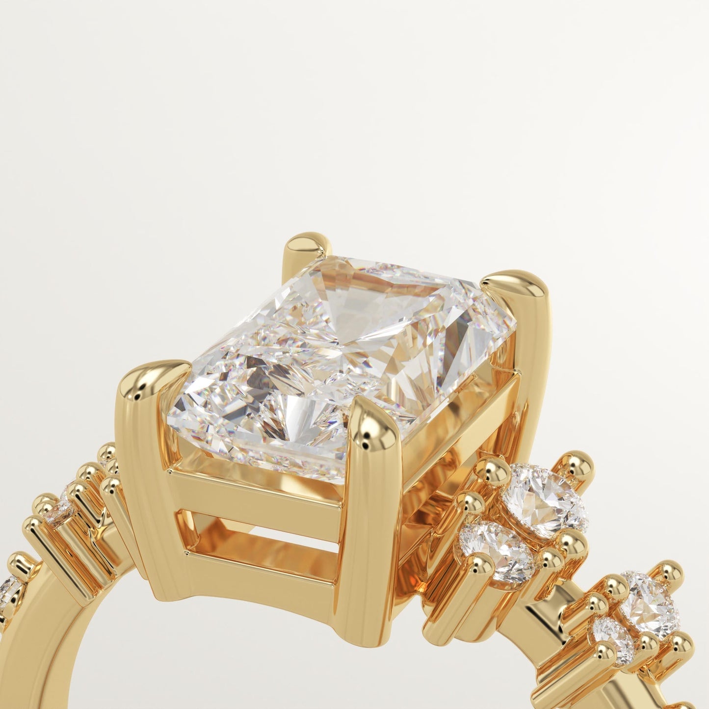 Radiant Cut Cluster Lab-Grown Diamond Engagement Ring