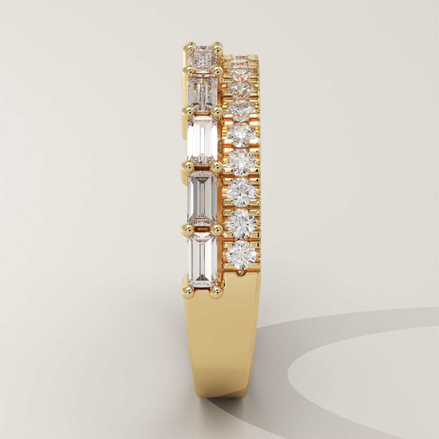 0.67 TCW Baguette & Round Lab-Grown Diamond Half Eternity Wedding Band