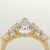 2.0 CT Pear Cut Cluster Lab-Grown Diamond Engagement Ring