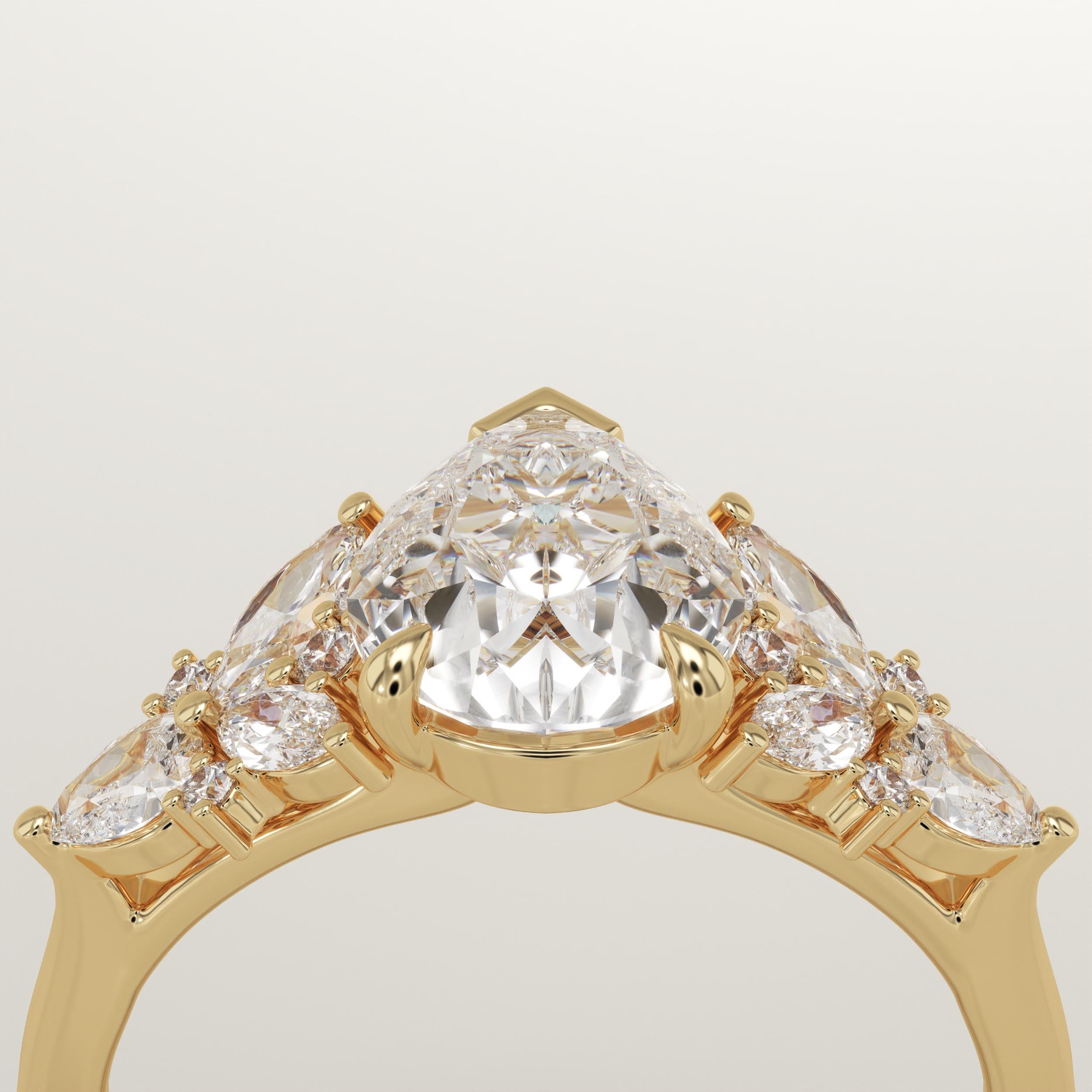 2.0 CT Pear Cut Cluster Lab-Grown Diamond Engagement Ring