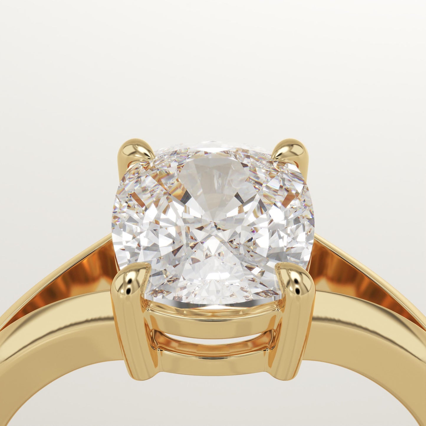 Elongated Cushion Cut Solitaire Split Shank Lab-Grown Diamond Engagement Ring