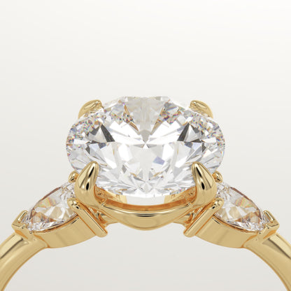 2 CT Round Cut Three Stone Moissanite Engagement Ring
