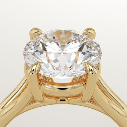 Round Cut Solitaire Split Shank Lab-Grown Diamond Engagement Ring