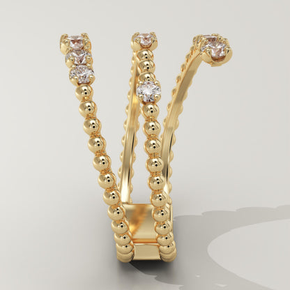 0.267 TCW Round Lab-Grown Diamond Spiral Wedding Band