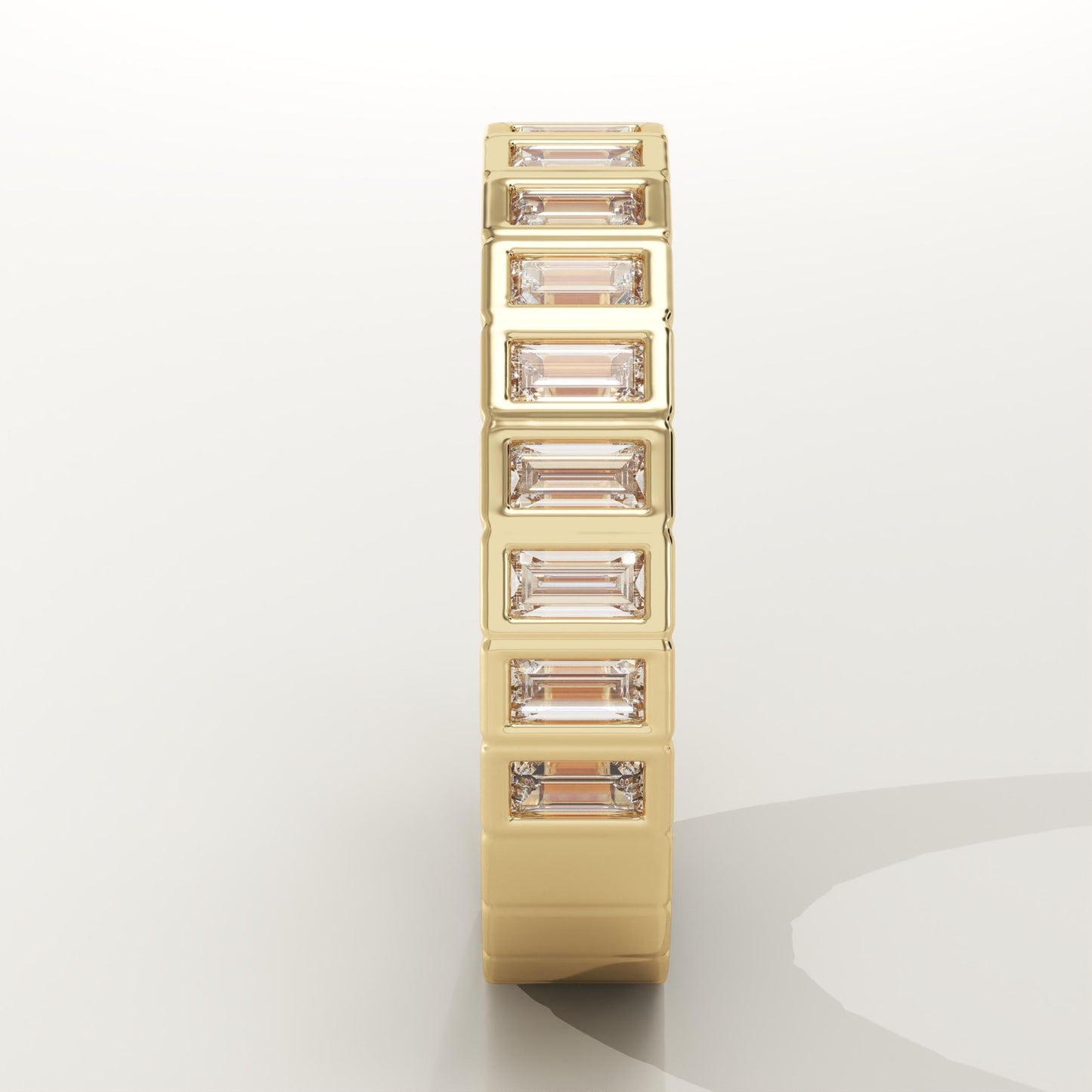 0.44 TCW Baguette Lab-Grown Diamond Half Eternity Bezel Wedding Band