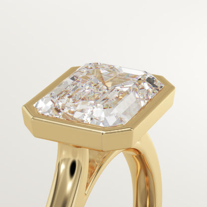 East West Emerald Cut Bezel Lab-Grown Diamond Engagement Ring