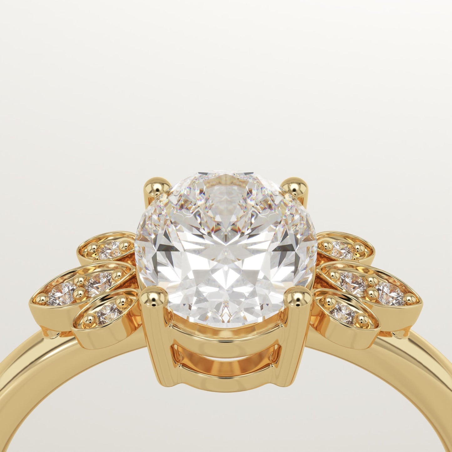 Oval Cut Cluster Lab-Grown Diamond Engagement Ring