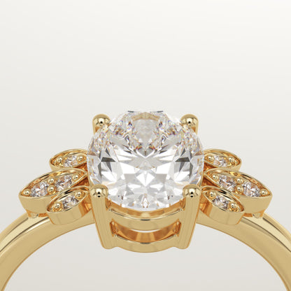 Oval Cut Cluster Lab-Grown Diamond Engagement Ring