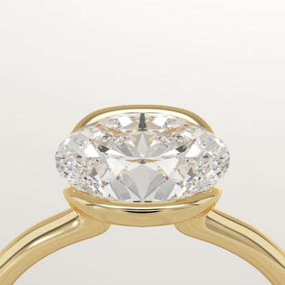 East West Oval Cut Half Bezel Lab-Grown Diamond Engagement Ring