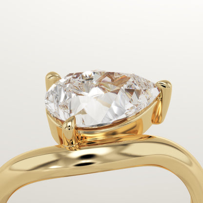 Pear Cut Curved Lab-Grown Diamond Engagement Ring
