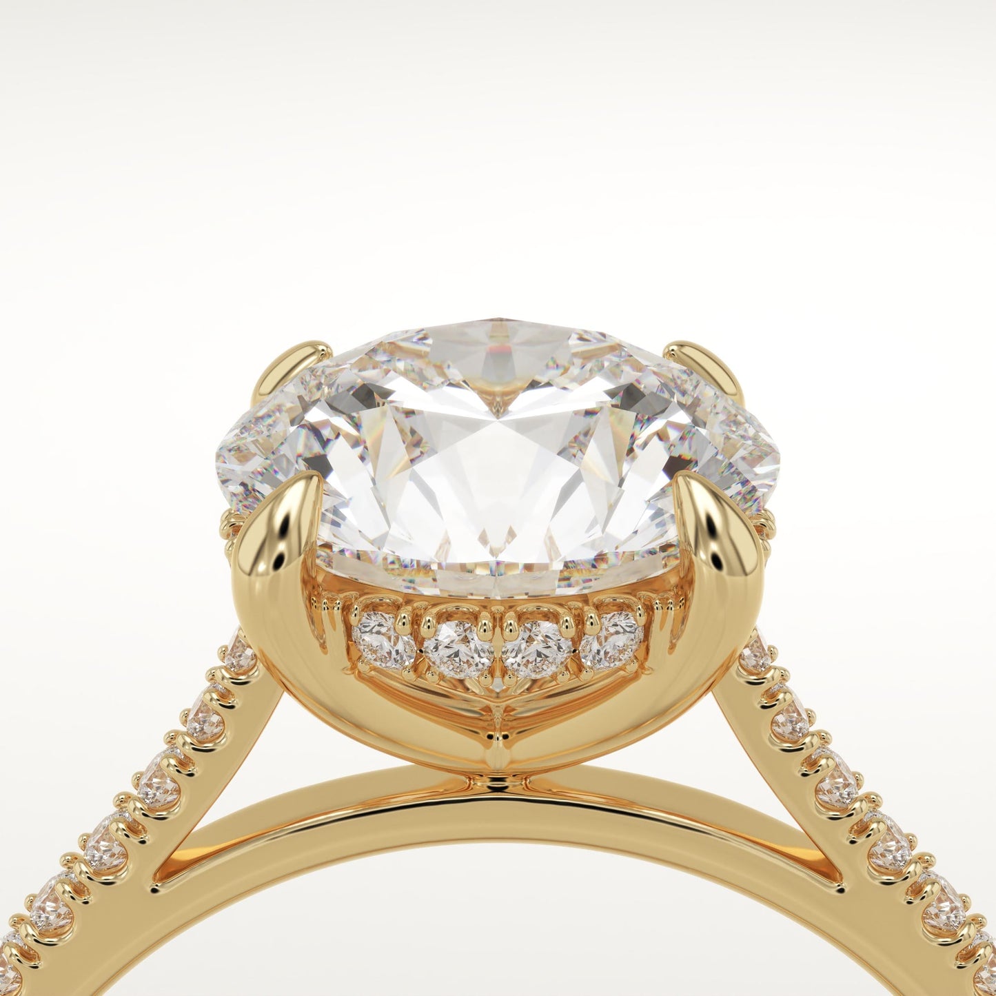 2 CT Round Cut Pave Moissanite Engagement Ring