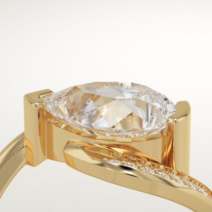 Pear Cut Semi Pave Lab-Grown Diamond Engagement Ring