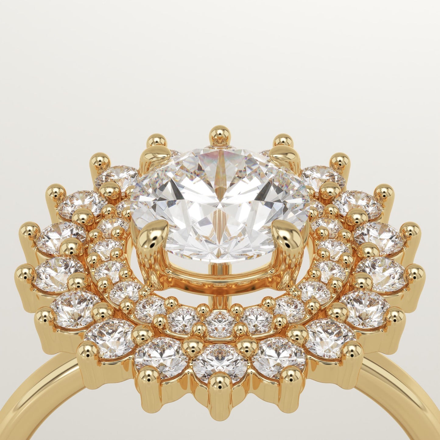 Round Cut Double Halo Lab-Grown Diamond Engagement Ring