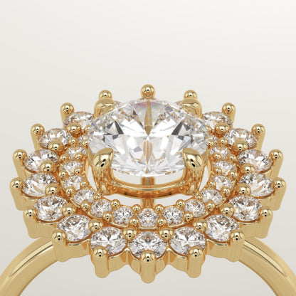 Round Cut Double Halo Lab-Grown Diamond Engagement Ring