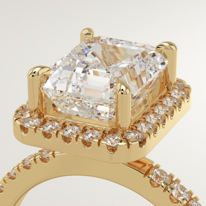 Emerald Cut Halo & Pave Lab-Grown Diamond Engagement Ring