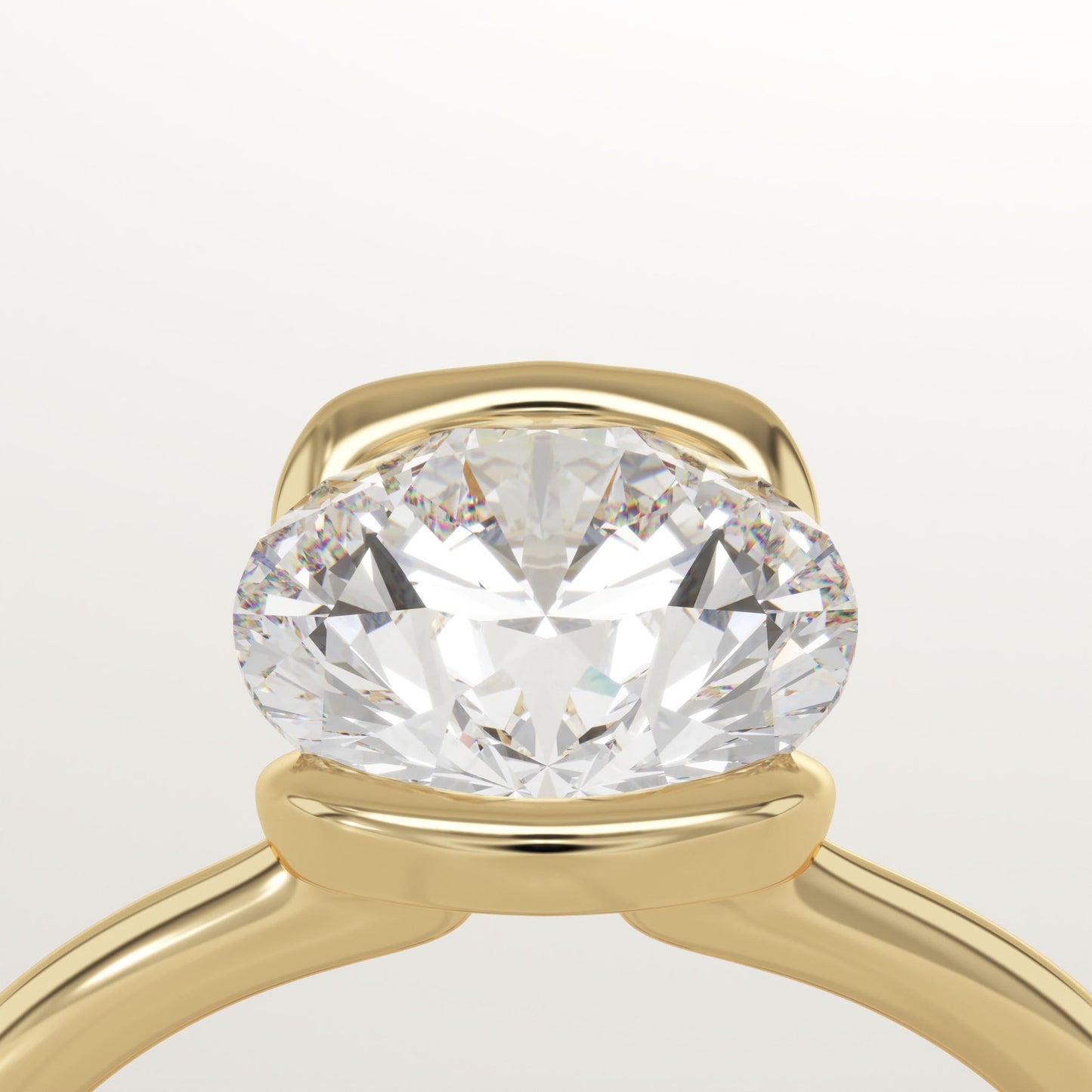 Round Cut Half Bezel Lab-Grown Diamond Engagement Ring