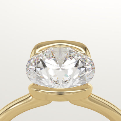 Round Cut Half Bezel Lab-Grown Diamond Engagement Ring