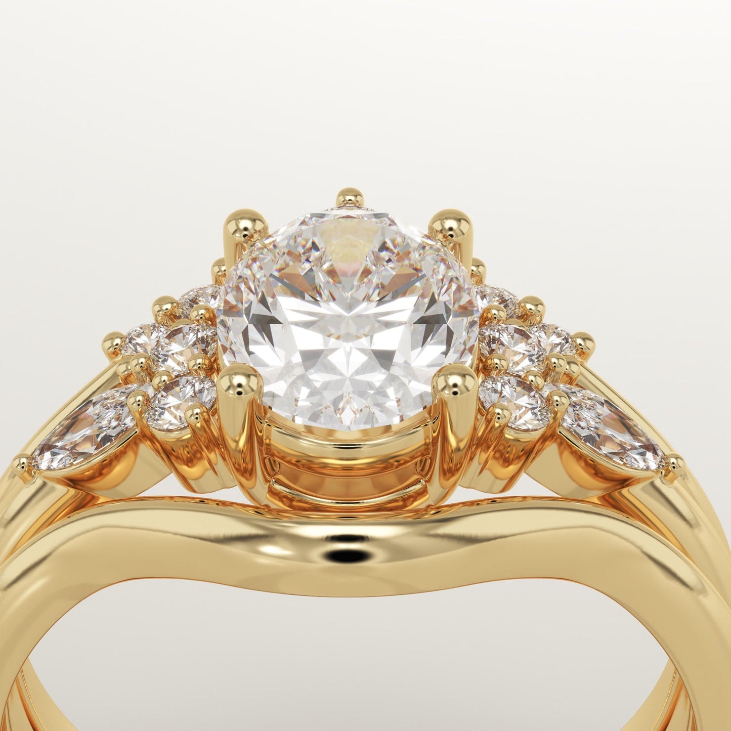 Oval Cut Cluster Lab-Grown Diamond Bridal Set
