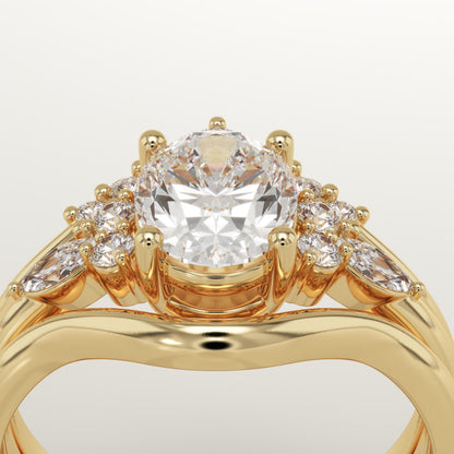 Oval Cut Cluster Lab-Grown Diamond Bridal Set