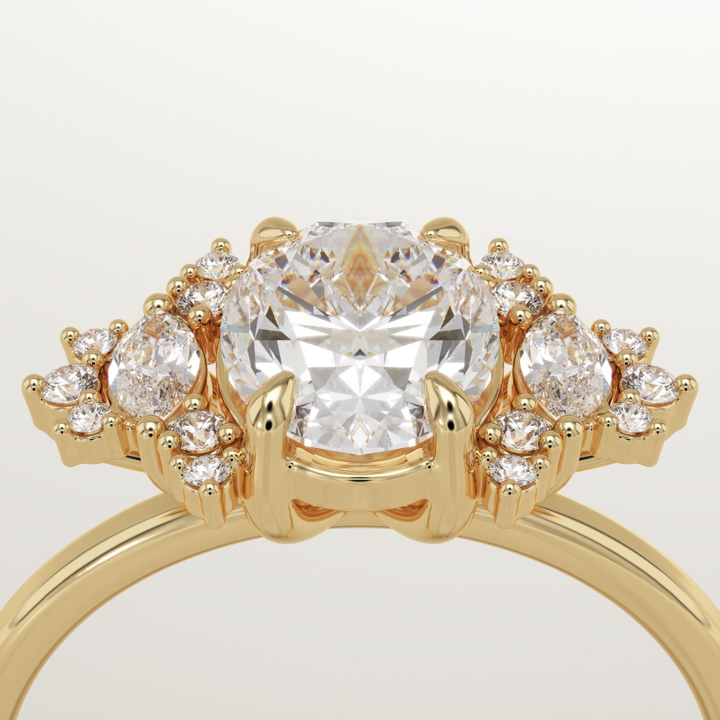Oval Cut Cluster Lab-Grown Diamond Engagement Ring