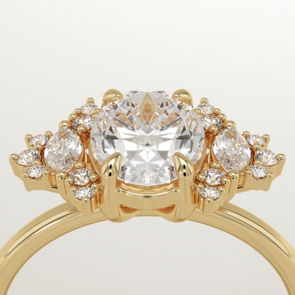 Oval Cut Cluster Lab-Grown Diamond Engagement Ring