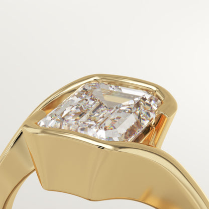 Emerald Cut Swirl Lab-Grown Diamond Engagement Ring