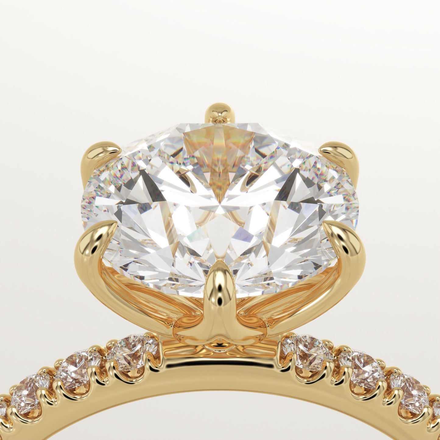 Round Cut Pave Lab-Grown Diamond Engagement Ring