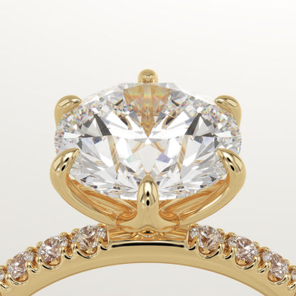 Round Cut Pave Lab-Grown Diamond Engagement Ring