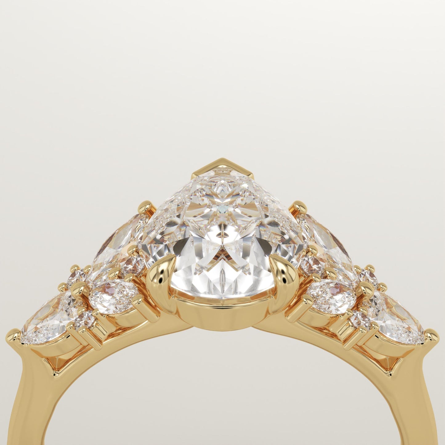 Pear Cut Cluster Lab-Grown Diamond Engagement Ring