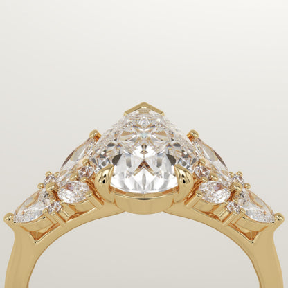 Pear Cut Cluster Lab-Grown Diamond Engagement Ring