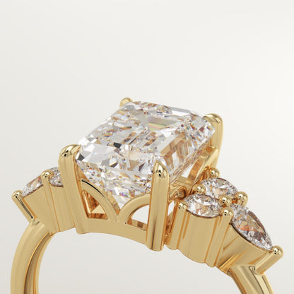 Emerald Cut Cluster Lab-Grown Diamond Engagement Ring