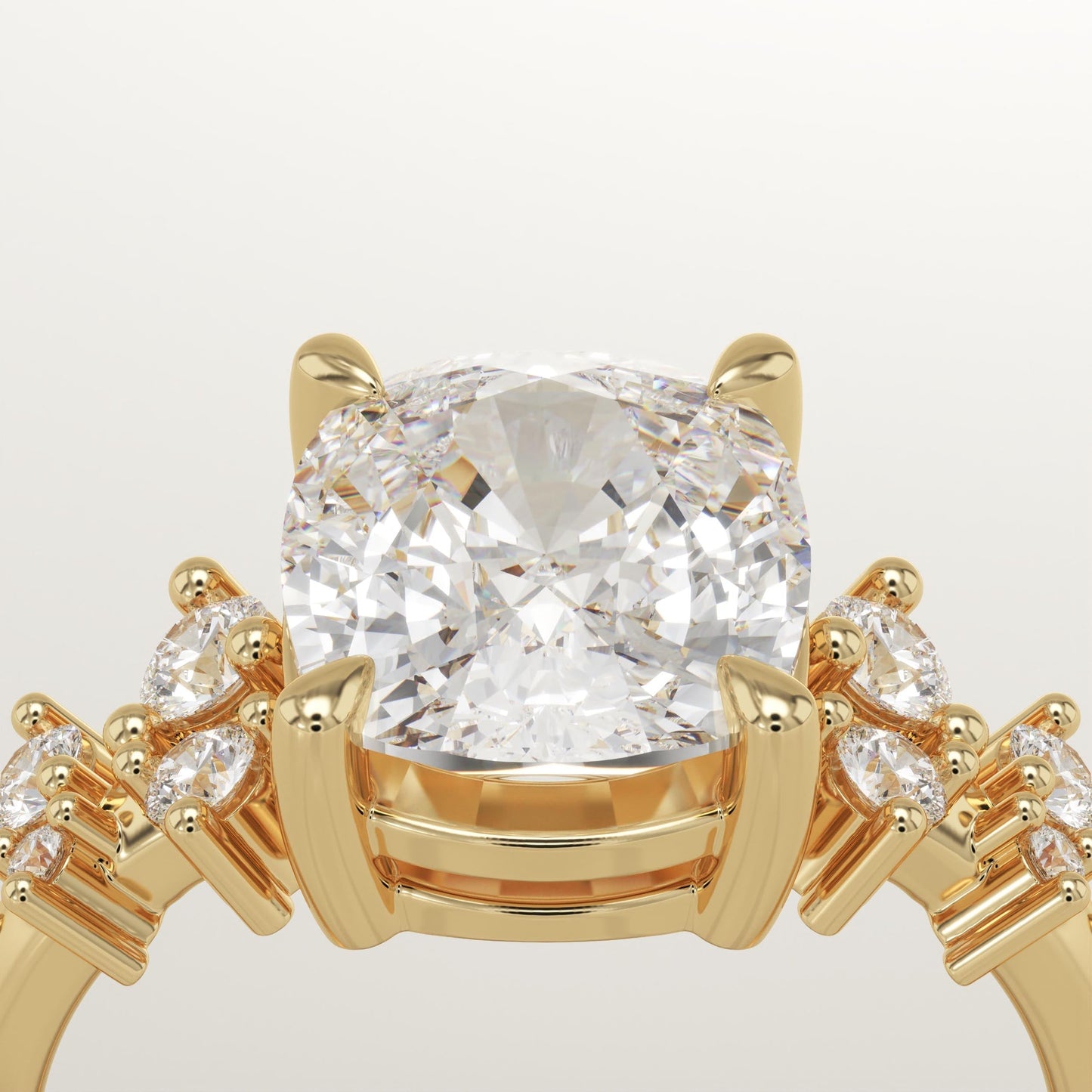 Elongated Cushion Cut Cluster Lab-Grown Diamond Engagement Ring